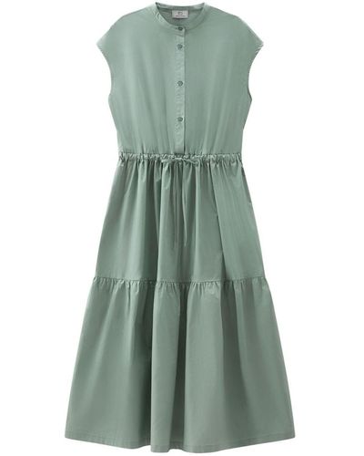 Woolrich Tiered Shirt Dress With Drawstring - Green