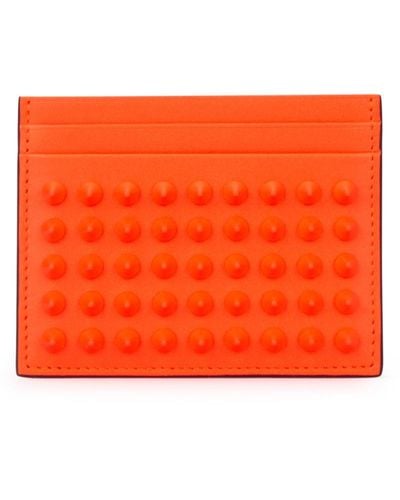 Christian Louboutin Kios Studded Leather Cardholder - Orange