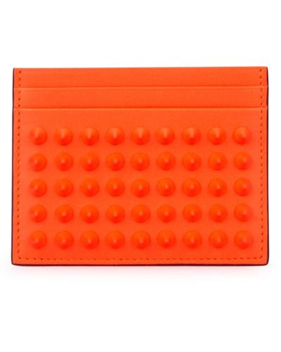 Christian Louboutin Kios Studded Leather Cardholder - Orange