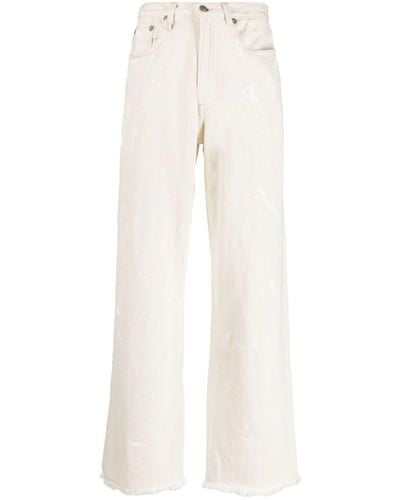 R13 D'arcy Paint-splatter Wide-leg Jeans - White