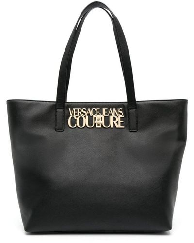 Versace Jeans Couture Logo-plaque Faux-leather Tote Bag - Black