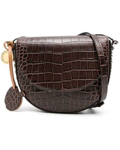 Stella McCartney Medium Frayme Embossed-crocodile Shoulder Bag - Brown