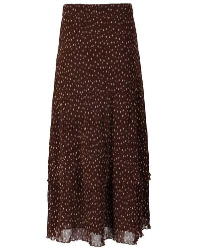 Ganni Brown Georgette Long Skirt