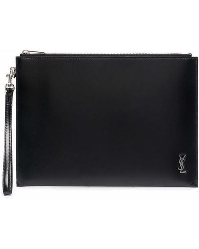 Saint Laurent Leather Laptop Case - Black