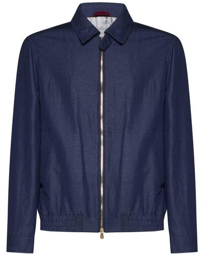 Brunello Cucinelli Wool And Linen Jacket - Blue