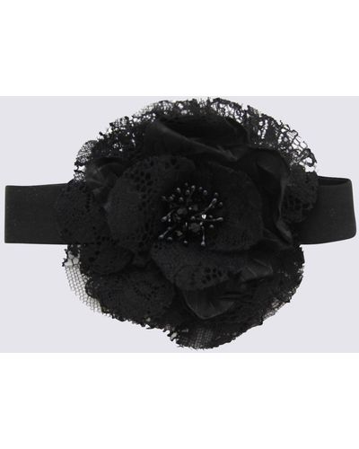 Dolce & Gabbana Black Silk Flower Choker