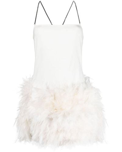 The Attico Fujiko Feather-trimmed Minidress - White