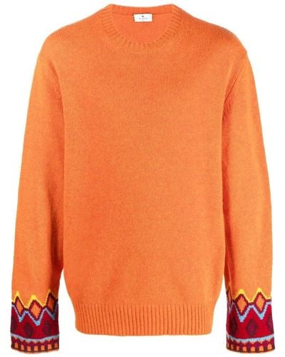 Etro Intarsia-knit Virgin-wool Sweater - Orange