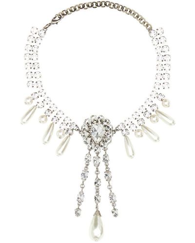 Alessandra Rich Embellished Necklace - White