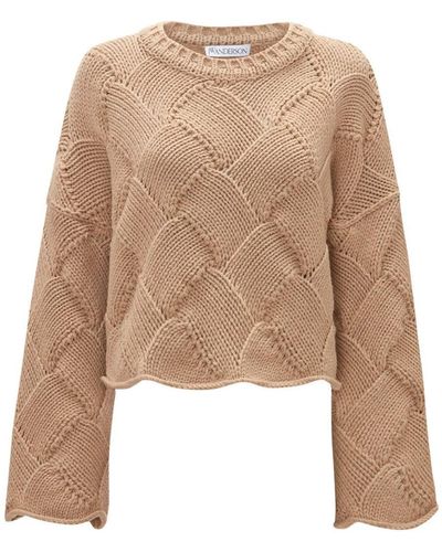 JW Anderson Basket-weave Cropped Sweater - Natural