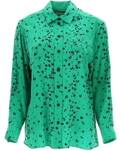 KENZO Cheetah Print Silk Shirt - Green