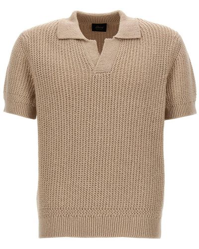 Brioni Knitted Shirt Polo - Natural