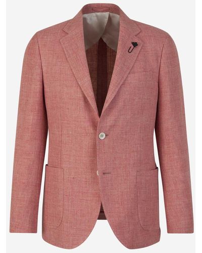 Lardini Linen And Wool Blazer - Pink