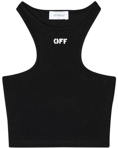 Off-White c/o Virgil Abloh Logo Print Cropped Tank Top - Women's - Organic Cotton/spandex/elastane - Black