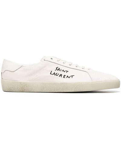 Saint Laurent Mens Sl06 Signature Low Top Sneakers - White