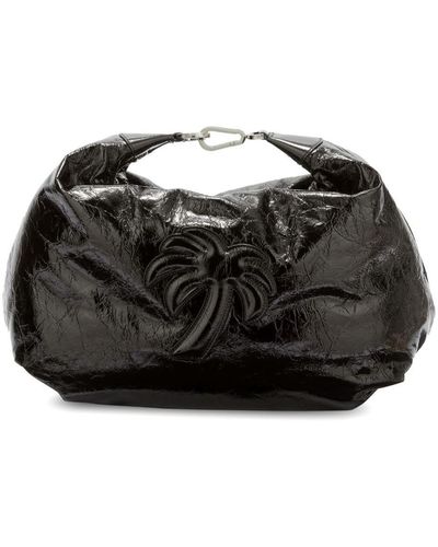 Palm Angels Palm-motif Leather Hobo Bag - Black
