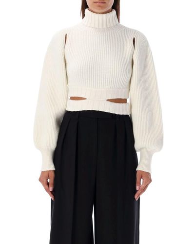 ANDREADAMO Cropped Knit Sweater - White