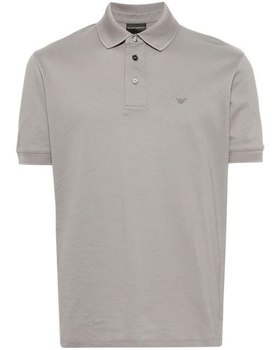 Emporio Armani Logo Cotton Polo Shirt - Grey