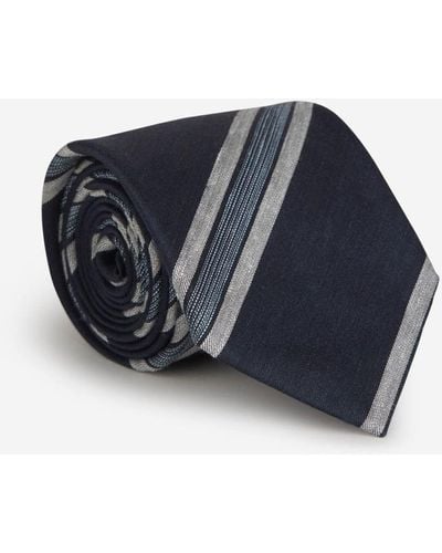Brioni Linen And Silk Tie - Blue