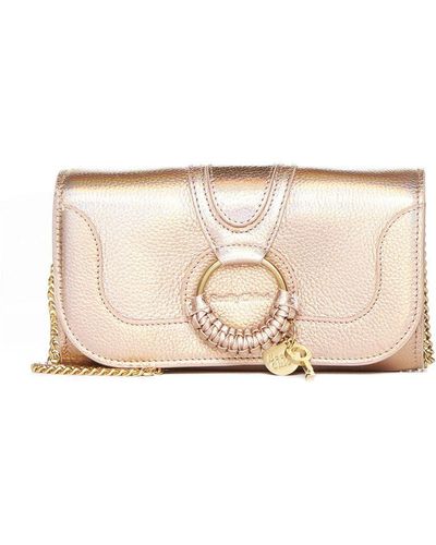 See By Chloé See By Chloé Hana Leather Wallet On Chain - Natural