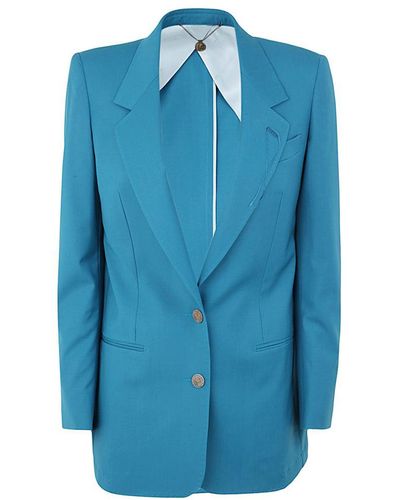 Maurizio Miri Single Breasted Straight Blazer Clothing - Blue