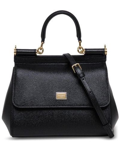 Dolce & Gabbana Dolce & Gabbana Woman's Sicily Dauphine Leather Handbag - Black