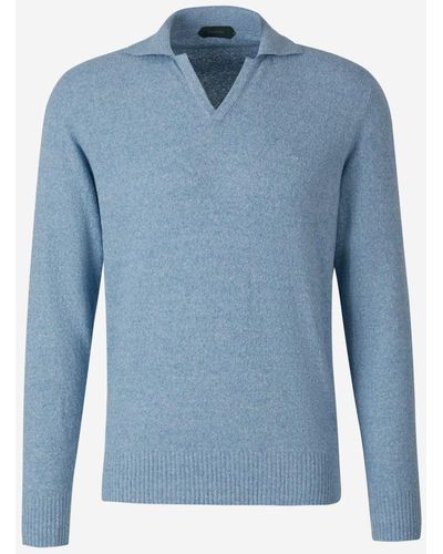 Zanone Cotton Knitted Sweater - Blue