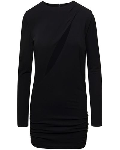 Versace Black Fitted Minidress With Cut-out Detail In Viscose