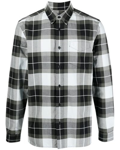 Fred Perry Laurel Wreath-embroidered Chequered Shirt - Grey
