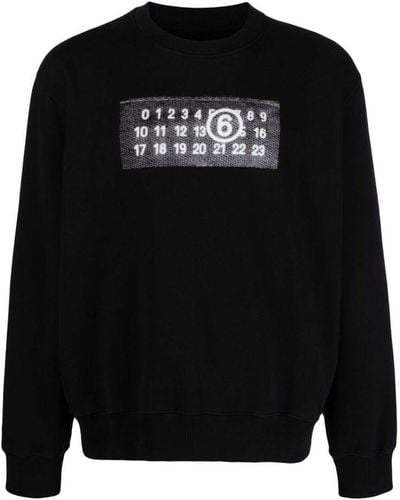 MM6 by Maison Martin Margiela Sweatshirt With Numeric Logo Print - Black