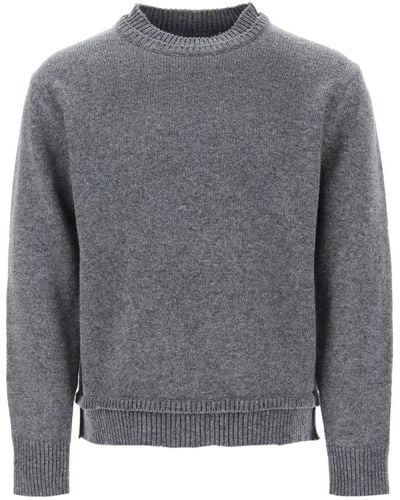 Maison Margiela Crew Neck Jumper With Elbow Patches - Grey