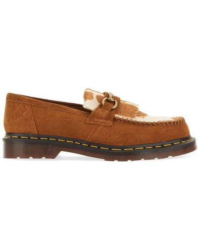 Dr. Martens Adrian Snaffle Hair-on Cow Print Kiltie Loafers - Brown