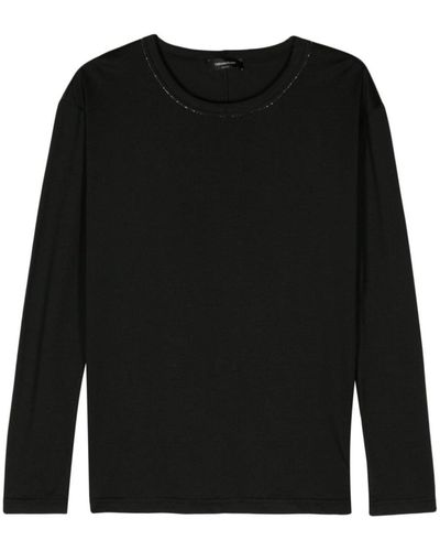 Fabiana Filippi Long Sleeve Lightweight Cotton Jersey T-Shirt - Black