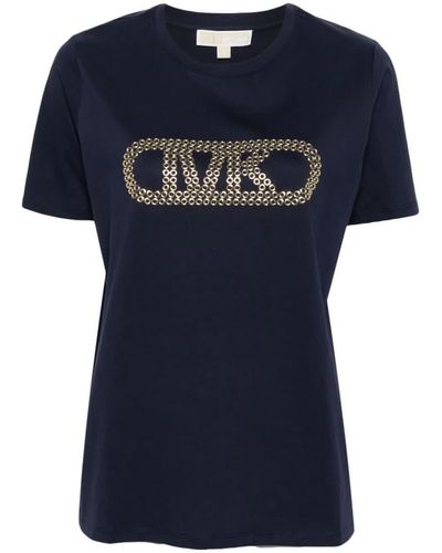 Michael Kors Eyelet-logo Short-sleeve T-shirt - Blue