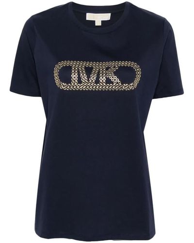 MICHAEL Michael Kors Eyelet-logo Short-sleeve T-shirt - Blue