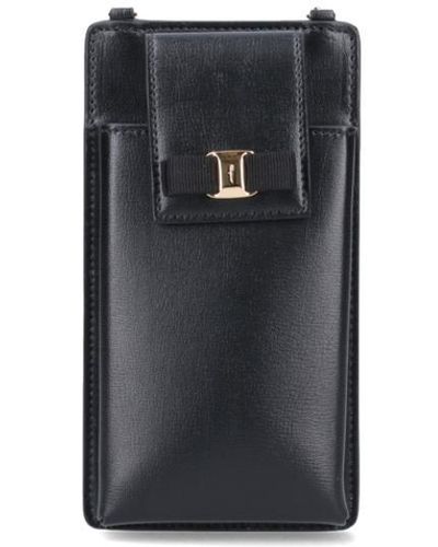 Ferragamo Logo-printed Chain-linked Phone Case - Black