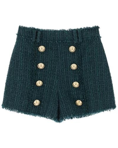 Balmain Shorts In Tweed - Blue