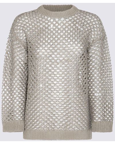 Valentino Beige Linen Knitwear - Grey