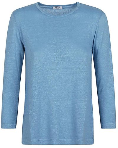 Base London Linen Jersey Long Sleeve T-Shirt - Blue