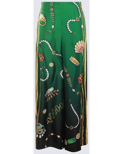 Casablancabrand Multicolor Silk Pants - Green