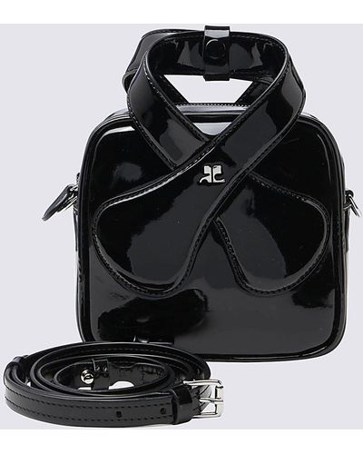 Courreges Black Leather Loop Tote Bag