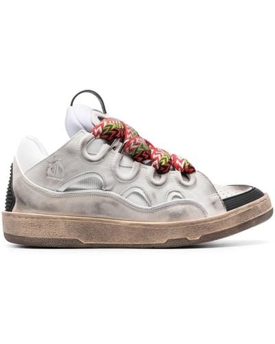 Lanvin Curb Chunky Leather Trainers - White