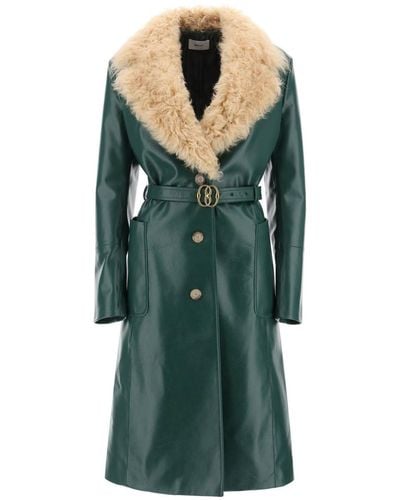 Bally Leather And Shearling Coat - Green