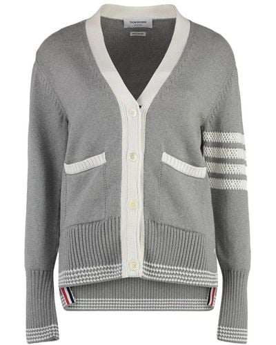 Thom Browne Cotton Cardigan - Grey