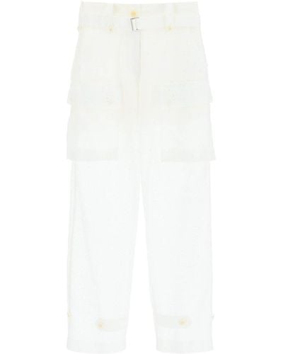 Sacai Monogram Lace Cargo Pants - White