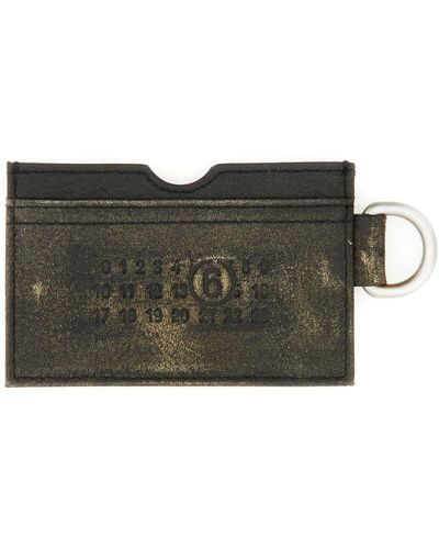 MM6 by Maison Martin Margiela Leather Distressed Numeric Card Holder - Black