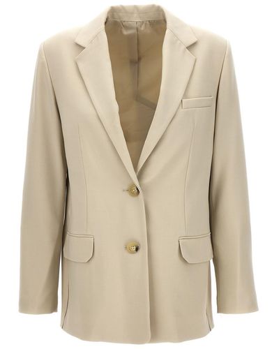 Helmut Lang Logo Band Blazer Jackets - Natural