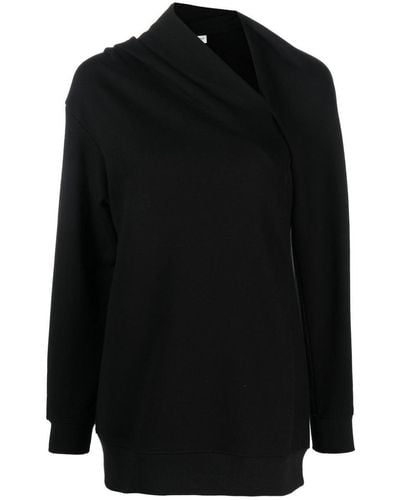 Dries Van Noten Draped-neck Cotton Sweater - Black