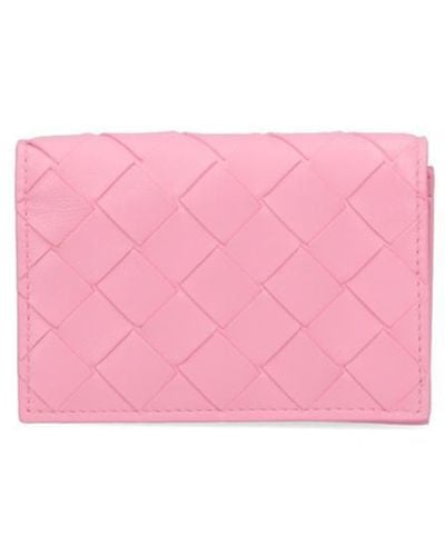 Bottega Veneta Woven Business Card Holder - Pink