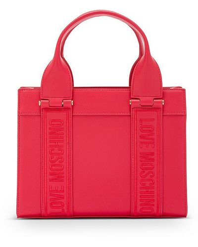 Love Moschino Synthetic Leather Handbag With Shoulder Strap - Red